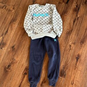 Hurley Kids' Beige and Navy Sweatshirt and Joggers Set